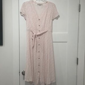Loft Midi Length Pink Detailed Dress